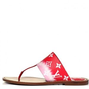 Louis Vuitton red thong sandals